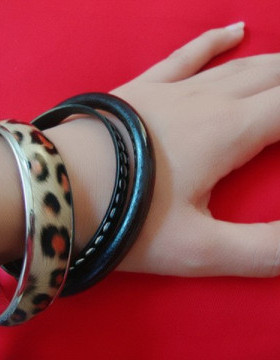 独家定制女复古豹纹个性多层手镯