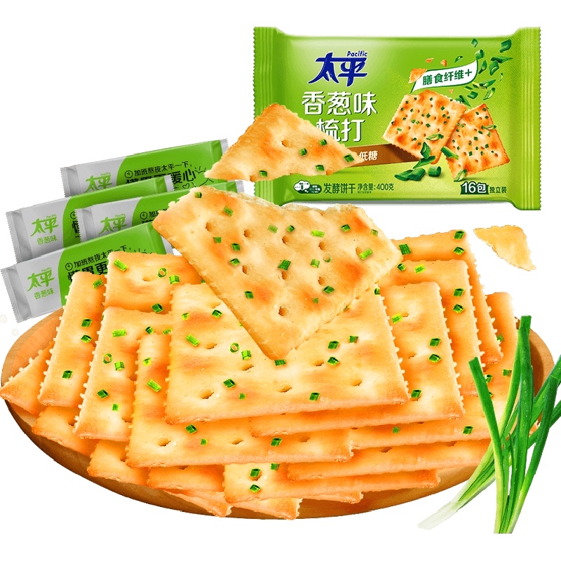 亿滋太平梳打饼干香葱味400g*1袋零食饼干16包 - 图2