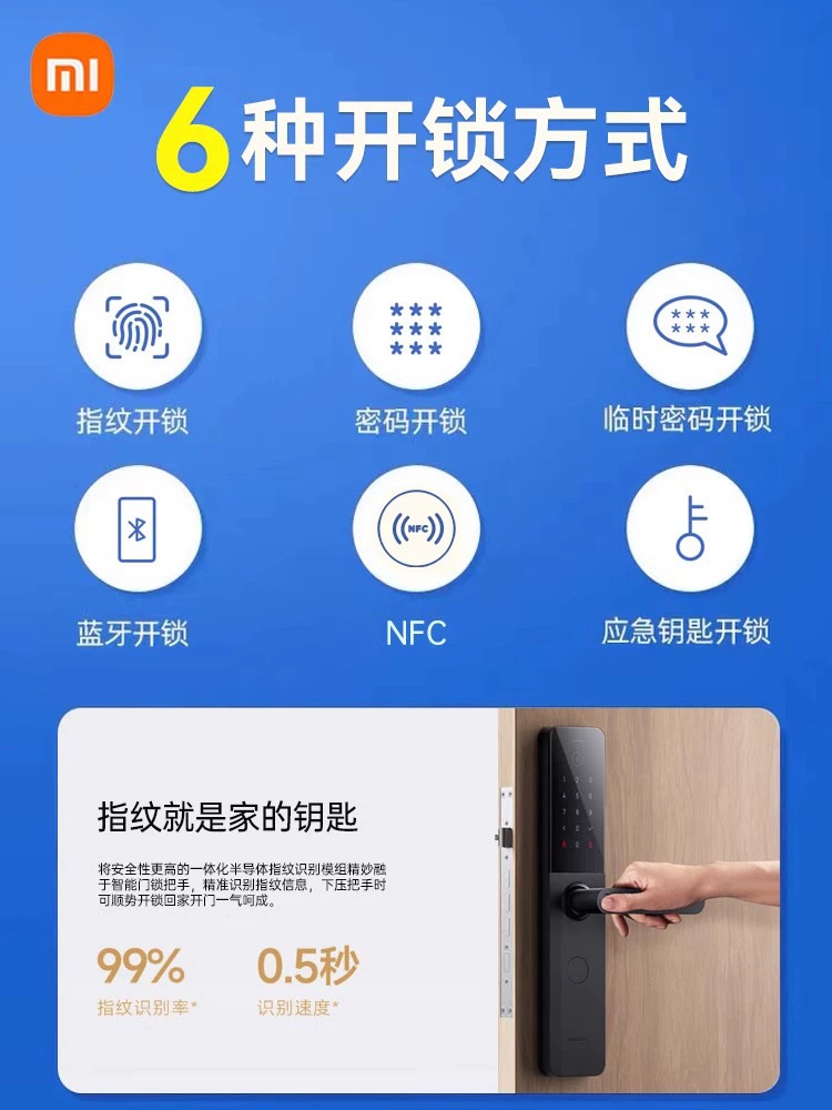 小米指纹锁家用防盗门密码锁智能门锁智能锁电子门锁电子锁E10