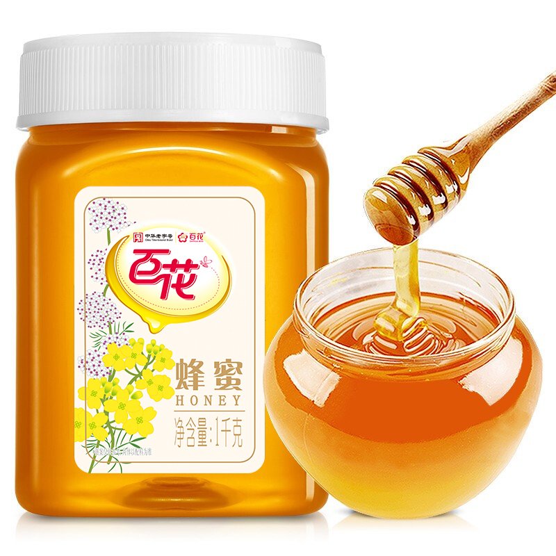 中华老字号百花牌蜂蜜冲饮 2斤天然冲调纯1000g/瓶蜂蜜 - 图0