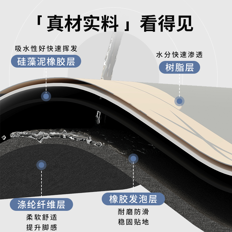 包邮优勤卫生间地垫浴室硅藻泥吸水防滑脚垫厕所洗手间入户垫子