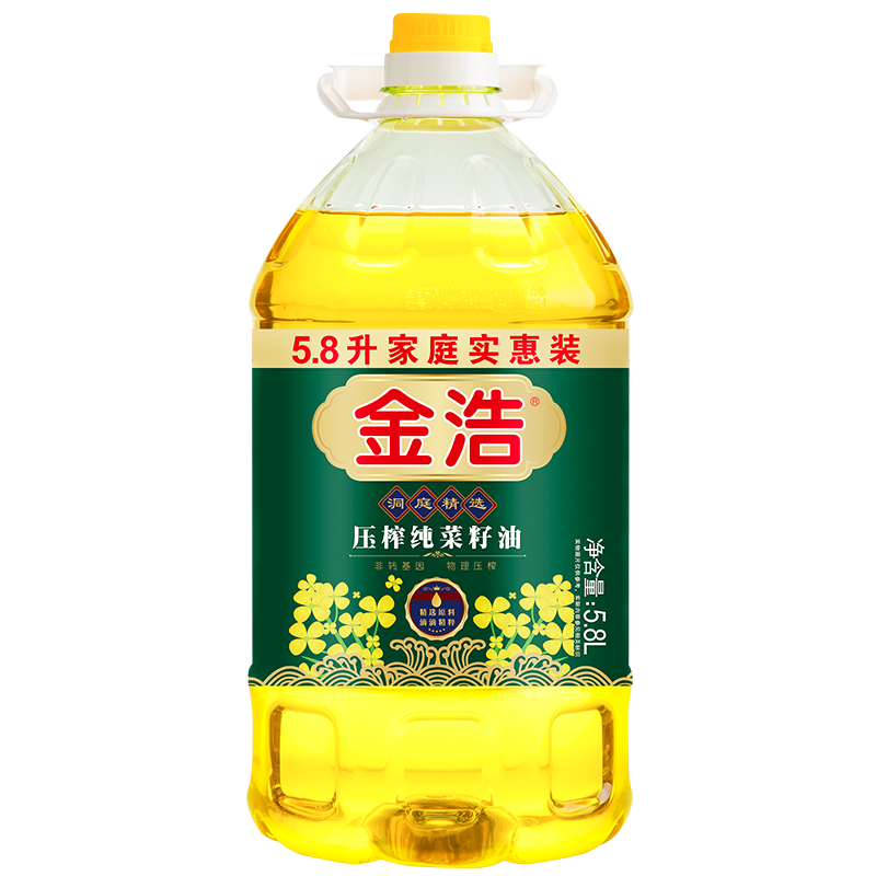 金浩压榨纯菜籽油5.8L*1瓶非转基因物理压榨食用油家用实惠装-图0