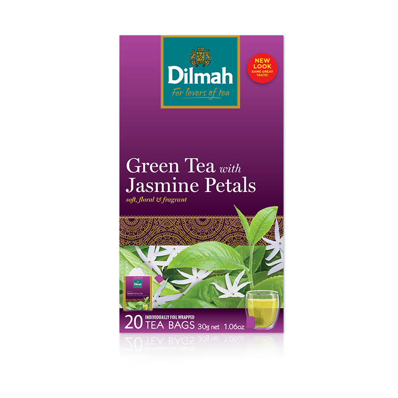 Dilmah迪尔玛茉莉绿茶(调味茶)锡纸包20袋*1.5g茶包原味冲泡饮品