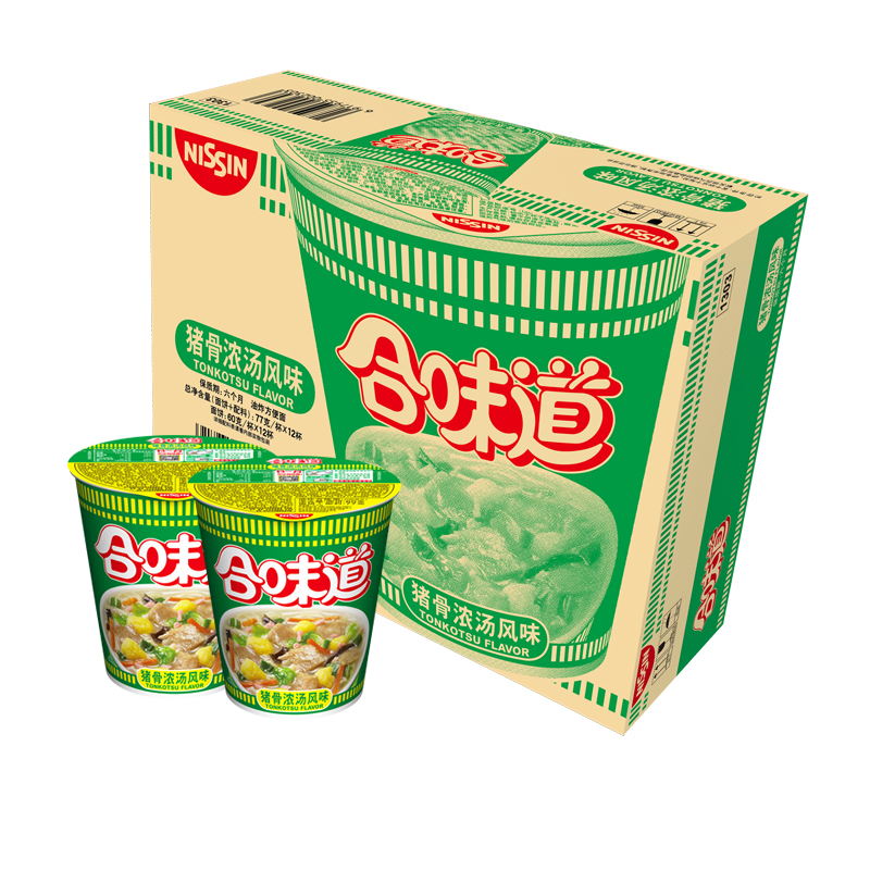 NISSIN/日清方便面合味道猪骨浓汤风味代餐零食夜宵泡面924g×1箱 - 图0