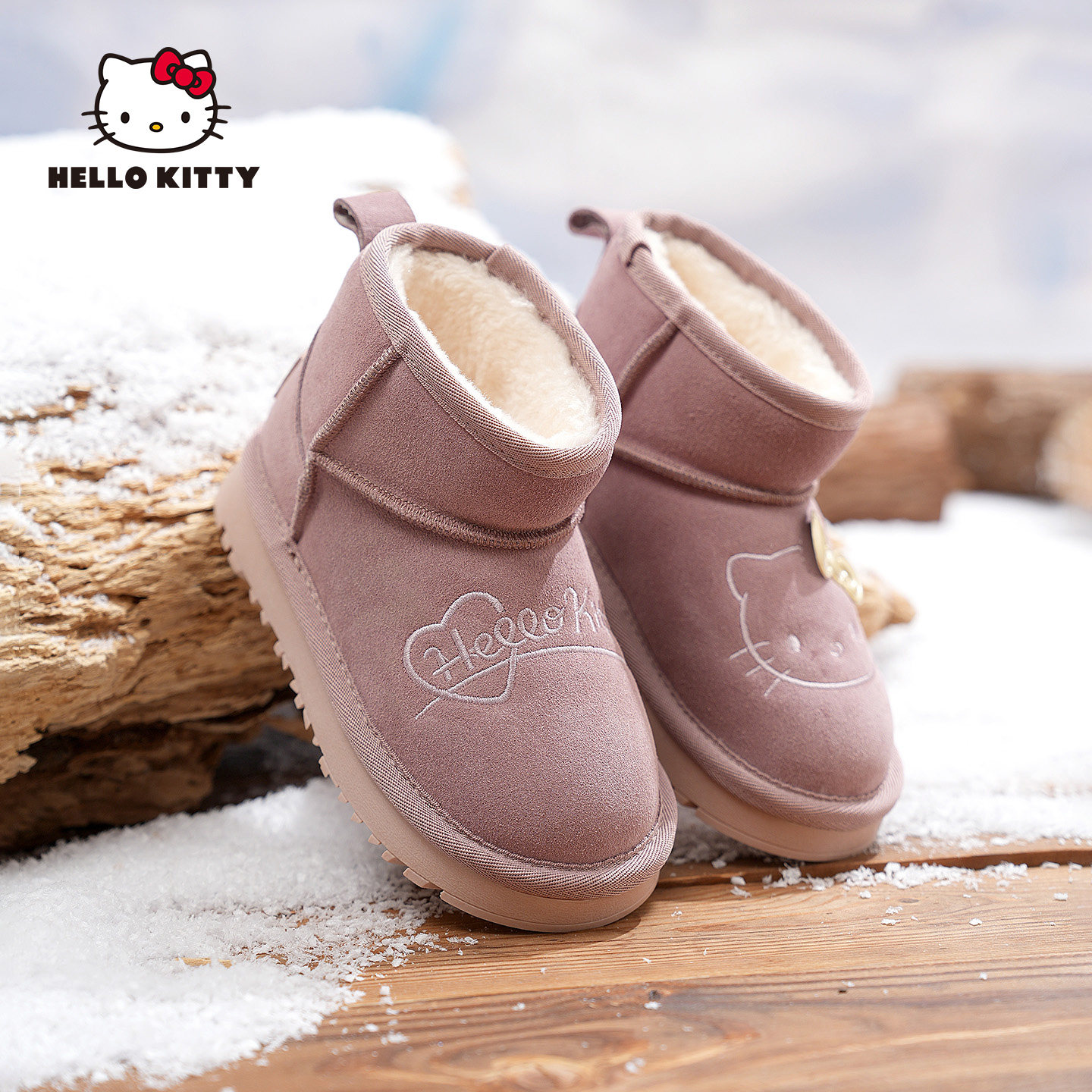 HELLO KITTY童鞋女童雪地靴2025冬季新款儿童加绒保暖短靴子二棉,淘宝优惠券,粉丝福利购,淘宝优惠卷