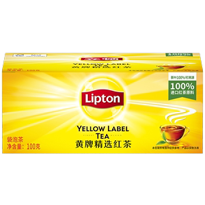 Lipton/立顿袋泡茶黄牌精选红茶50包100g×1盒茶包休闲下午茶