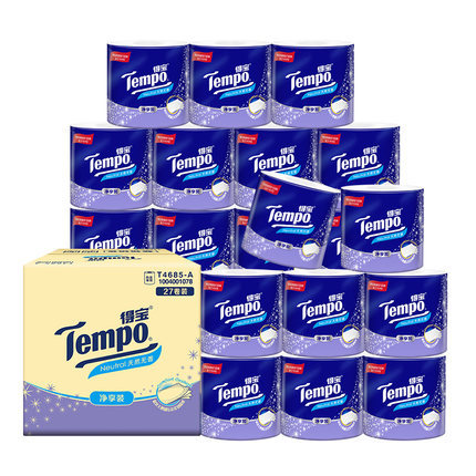 【新品上市】Tempo/得宝卷纸4层有芯卫生纸厕纸卷筒纸145g*27卷