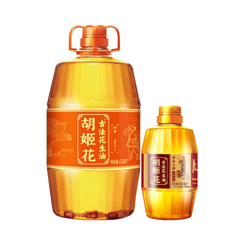 胡姬花古法花生油6.08L*1桶+古法小榨花生油400ml*1瓶 - 图0
