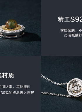 七彩云南蓝珀吊坠S925银简约时尚