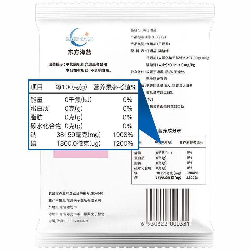 【凑单】鲁晶加碘天然日晒盐250g家用盐调味食用盐不加抗结剂海盐 - 图2