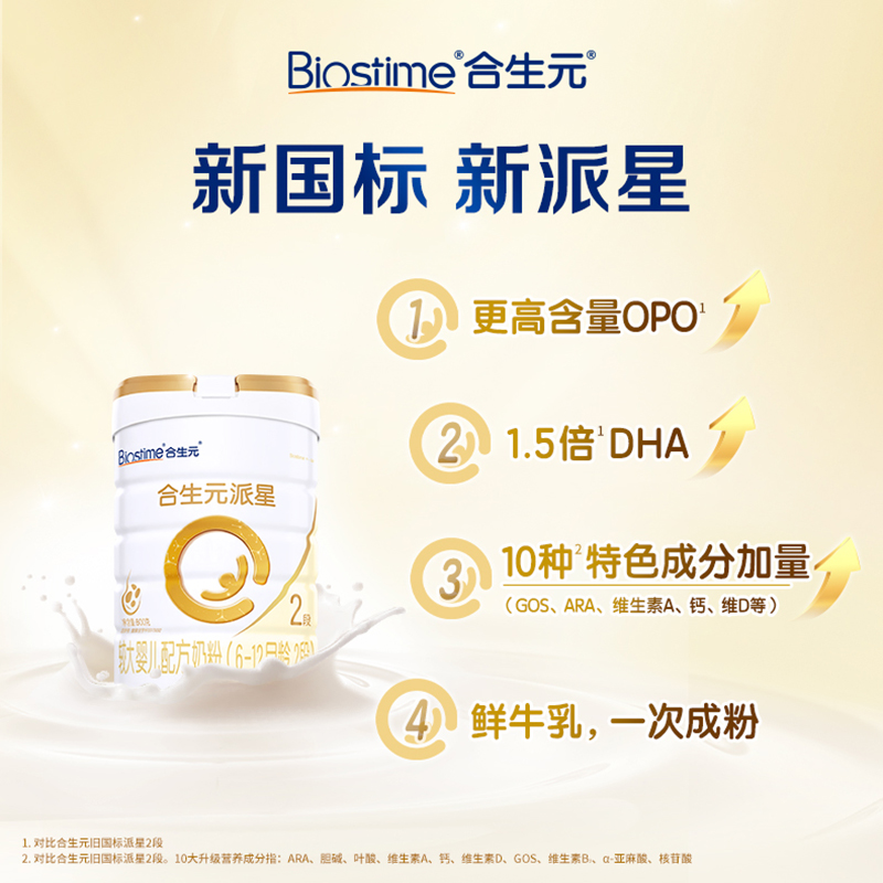 合生元派星较大婴儿配方奶粉2段800g*3罐+2段350g新国标 6-12月龄