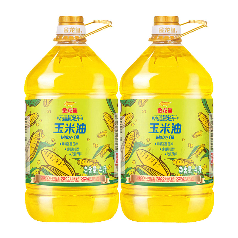 金龙鱼不油腻轻年 玉米油4L*2桶非转基因物理压榨