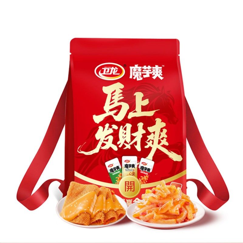 马上发财爽书包卫龙魔芋爽零食大礼包43包