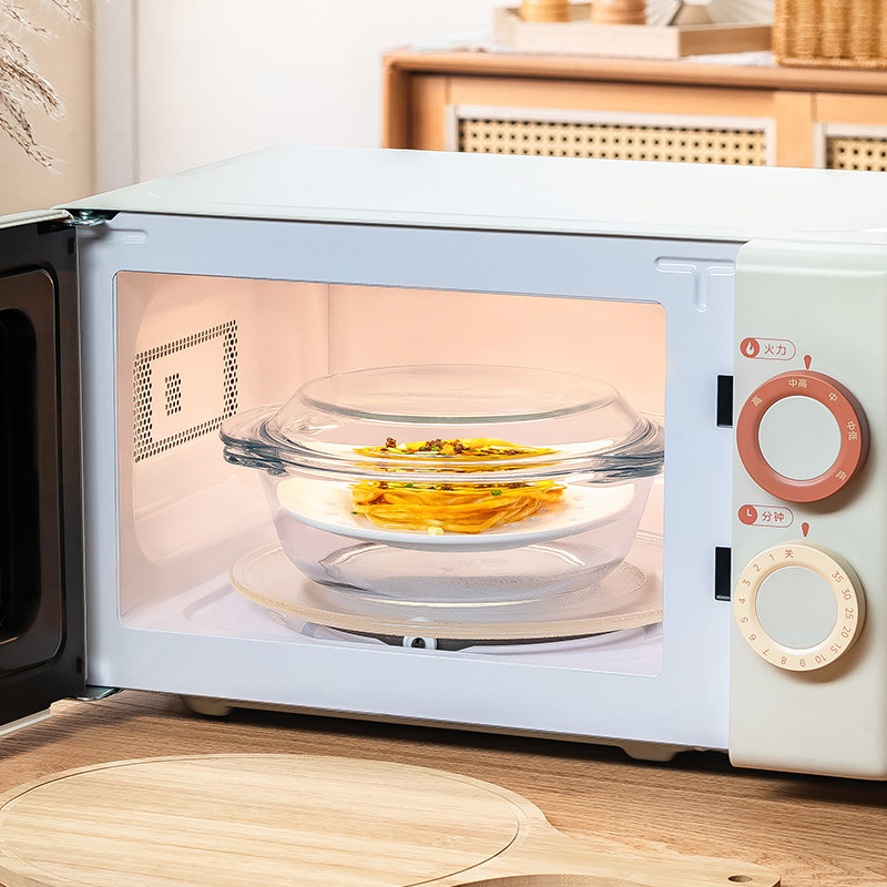 微波炉专用玻璃碗带盖家用透明耐热蒸蛋羹碗双耳烤碗烤箱加热器皿