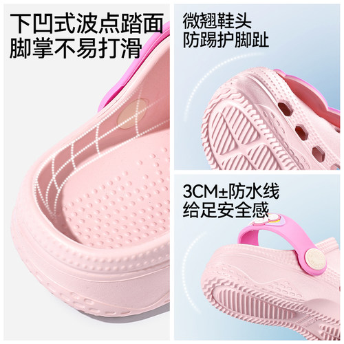 儿童洞洞鞋夏季男童宝宝EVA室内软底包头凉拖鞋卡通可爱沙滩凉鞋 - 图3
