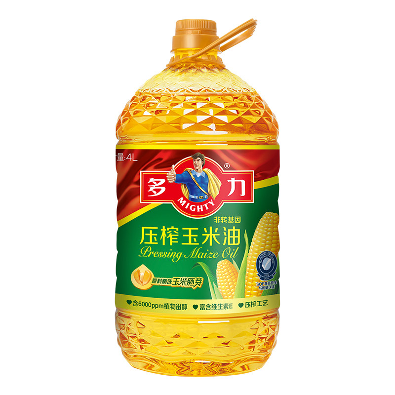 多力非转基因物理压榨玉米油4L烘焙家用健康植物油食用油桶装_虎窝淘