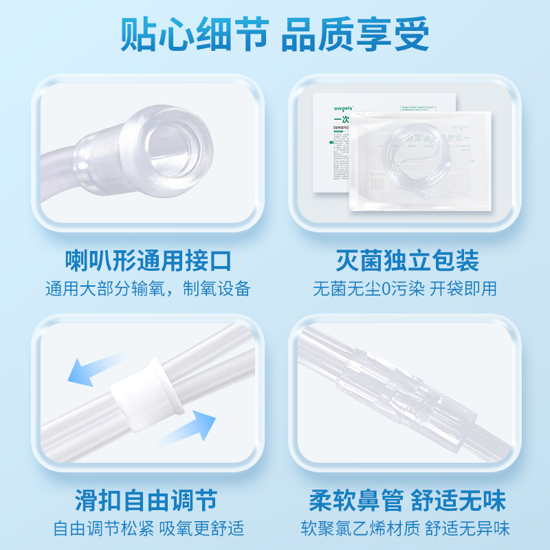 欧格斯一次性使用鼻氧管无菌鼻架式2m4m制氧机氧气袋通用吸氧管 - 图2