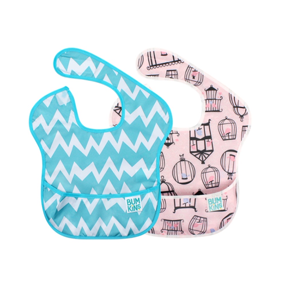 天猫超市Bumkins婴幼儿童宝宝吃饭围兜防水防漏喂食饭兜口水巾围嘴轻薄1个0