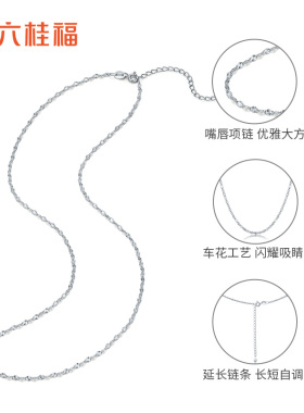 六桂福S925银锁骨链手工车花闪耀