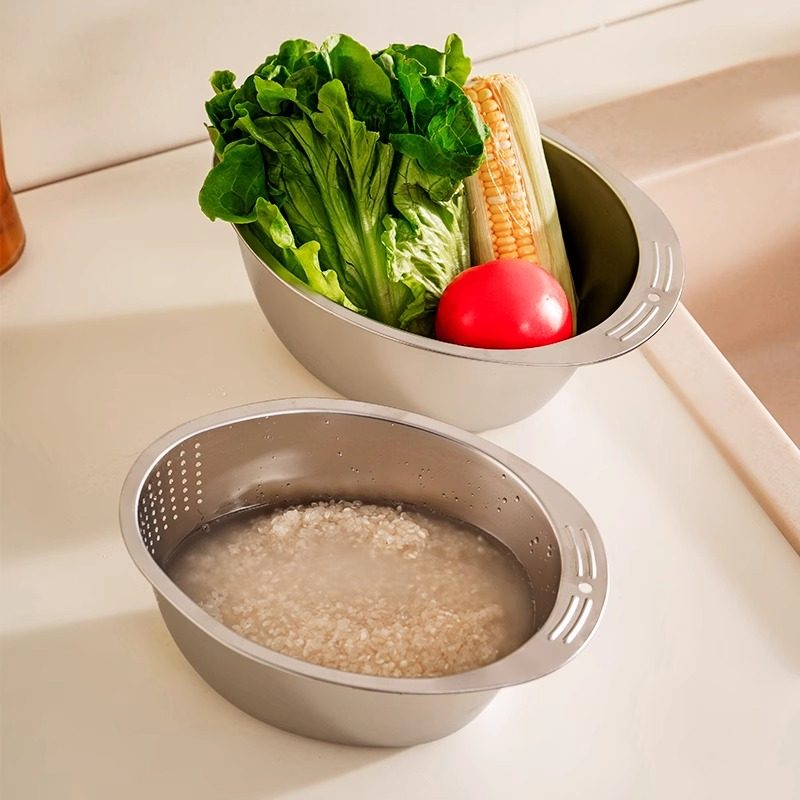 onlycook 304不锈钢淘米盆斜口斜底椭圆沥水篮洗菜盆厨房洗米筛,淘宝优惠券,粉丝福利购,淘宝优惠卷