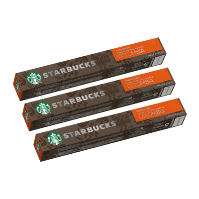 【进口】星巴克(Starbucks)哥伦比亚浓缩胶囊咖啡5.7g*10颗*3盒