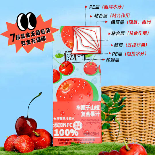 Zumo de cereza de hoja ancha y espino 250ml 8 cajas