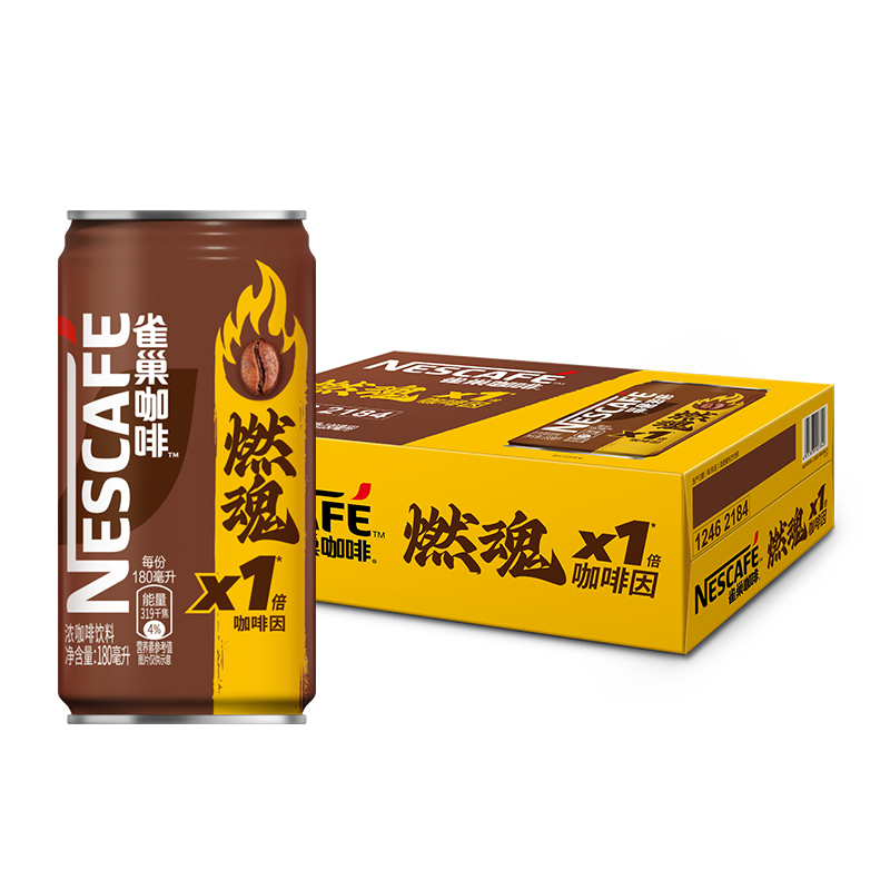 Nestle/雀巢咖啡1倍咖啡因燃魂浓咖啡饮料180ml*24罐-图0