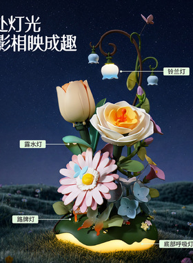 若客花间集绽放漫野积木拼装礼物