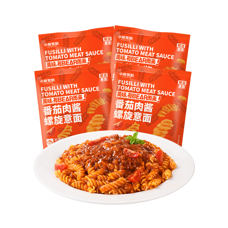 【1件包邮】小熊驾到番茄肉酱螺旋意大利面215g*4袋儿童家用意面 - 图0