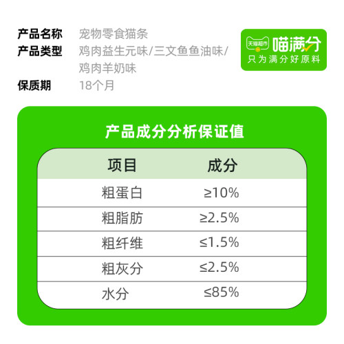 【喵满分】自有品牌宠物零食功能猫条猫咪幼猫咪防掉毛营养12g*12-图2