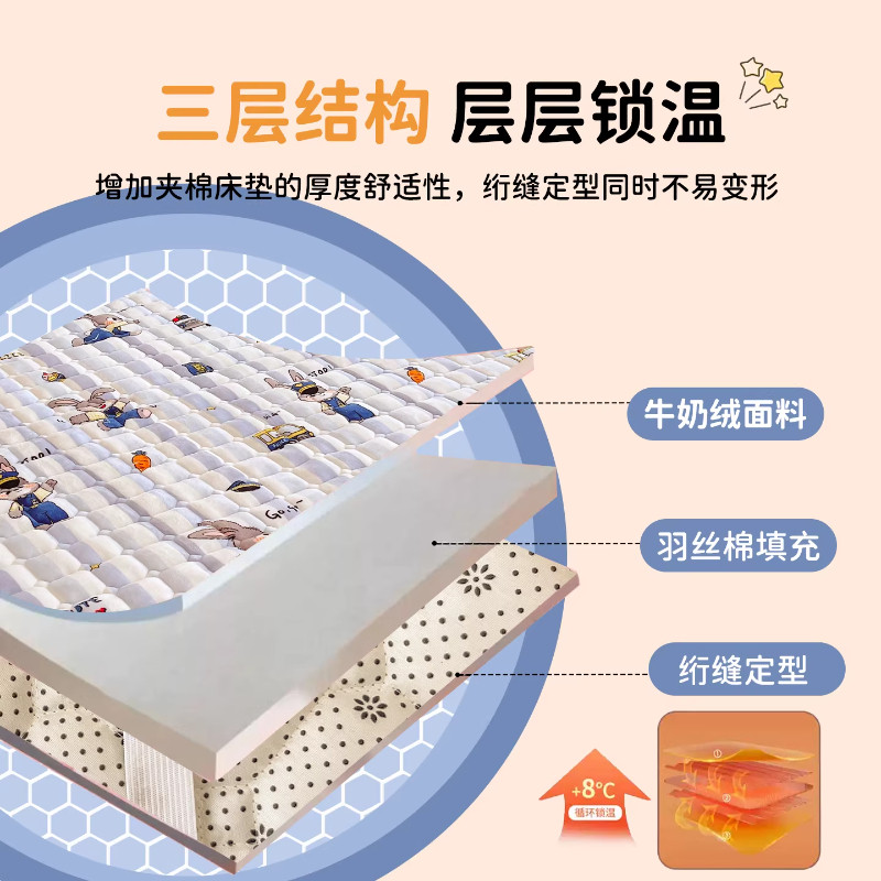 秋冬新款牛奶绒夹棉床护垫单件加厚珊瑚绒床单豆豆绒防滑床褥垫被,淘宝优惠券,粉丝福利购,淘宝优惠卷