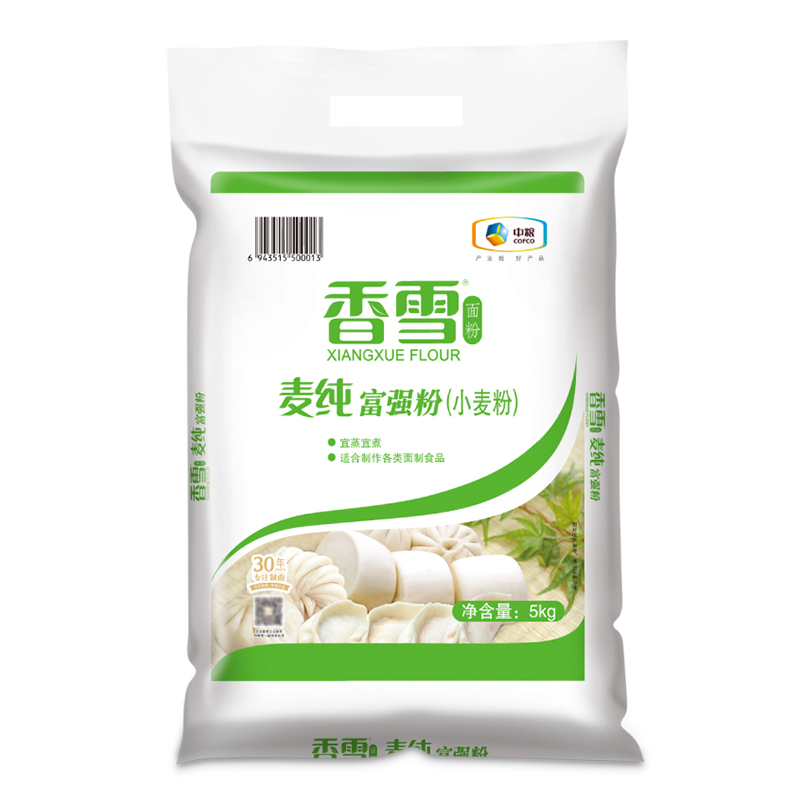 香雪麦纯富强粉5kg中筋面粉5kg×1袋面条食用饺子包子馒头面粉-图0