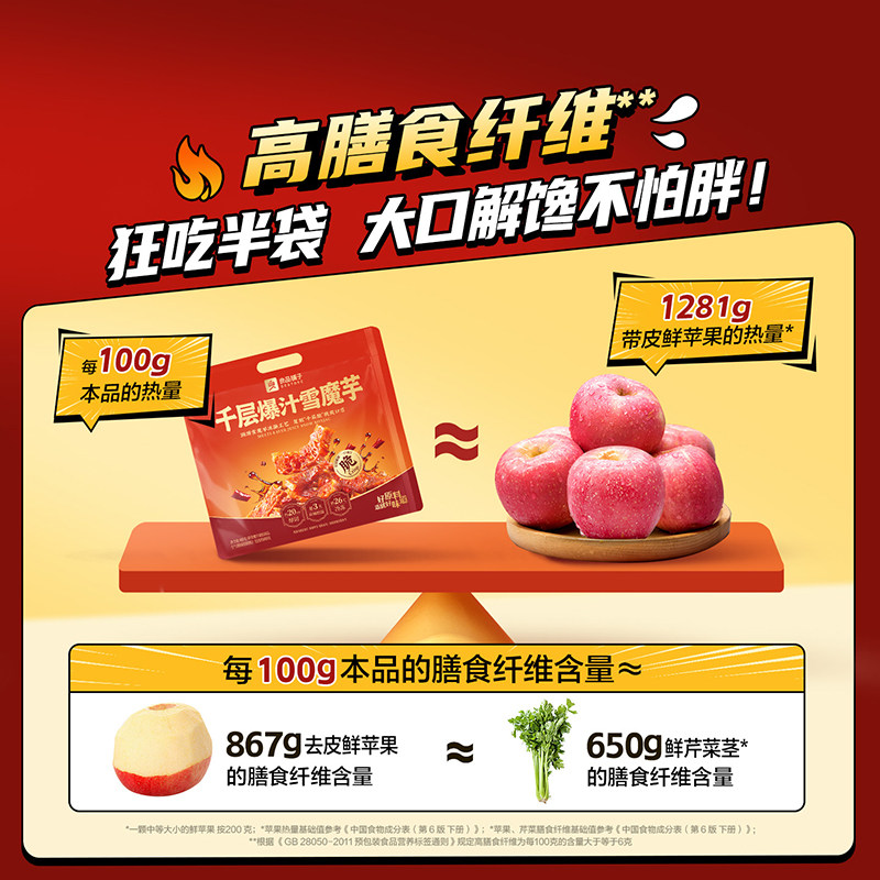 良品铺子爆汁香辣魔芋干川香红油劲道爽口休闲零食夜宵解馋办公室