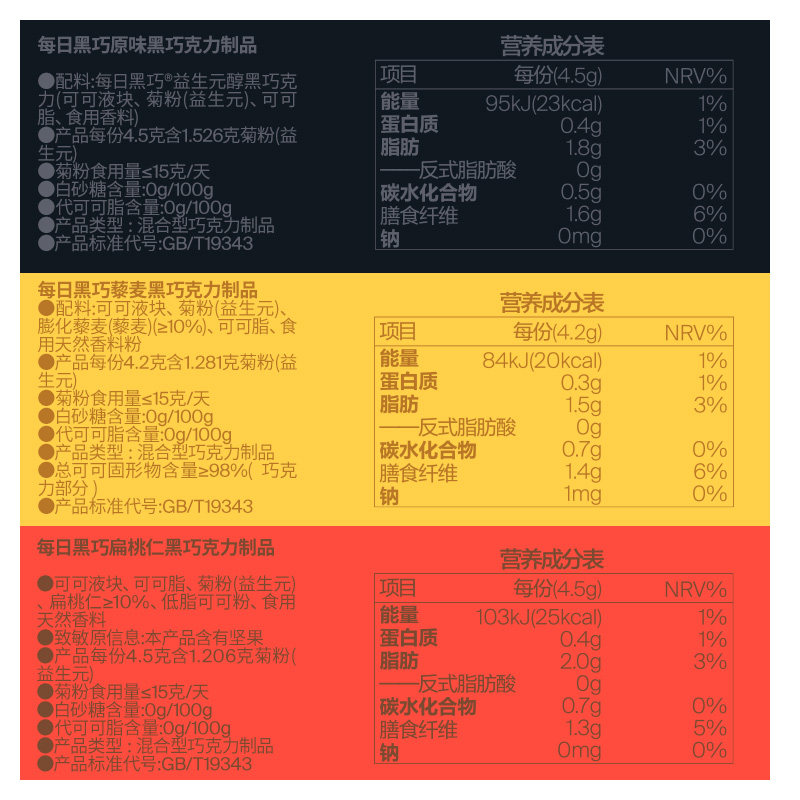 【下拉领优惠】每日黑巧98%醇萃黑巧克力纯可可脂休闲零食0白砂糖