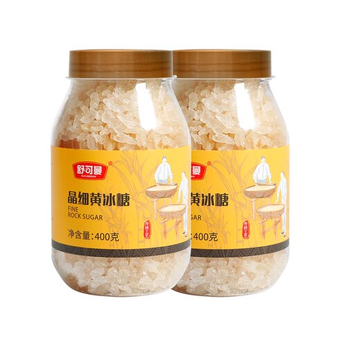 舒可曼晶细黄冰糖400g*2罐传统土冰糖黄糖老冰糖小颗粒酵素用花茶 - 图0