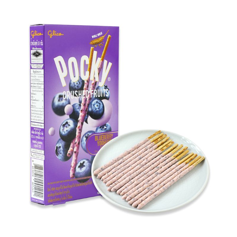 Pocky/百奇粒粒蓝莓+草莓水蜜桃酸奶味饼干38g*2格力高休闲零食 - 图2