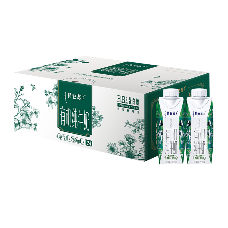 【香菇来了】特仑苏有机纯牛奶全脂灭菌乳利乐梦幻盖250ml*24包 - 图0