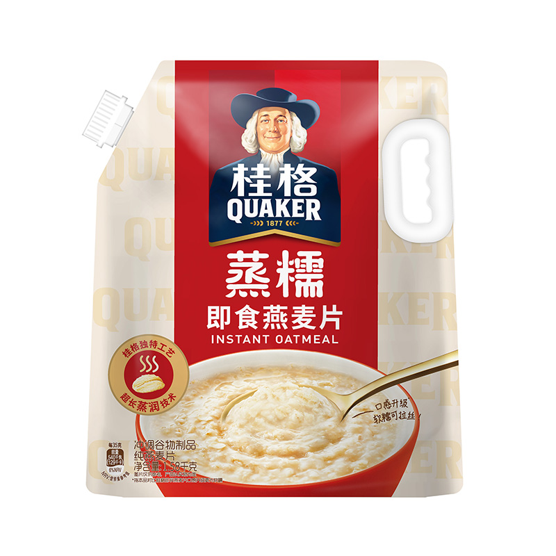 桂格蒸糯即食燕麦片600g*1袋+1580g*1袋手拎装软糯拉丝懒人早餐 - 图0