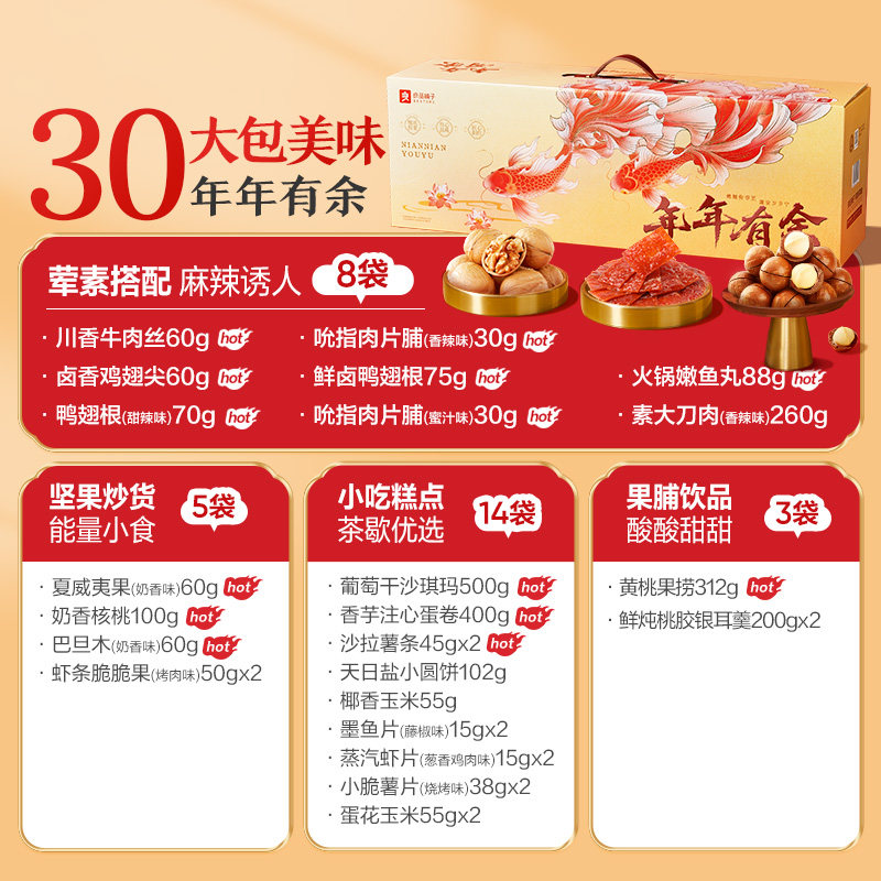 良品铺子年年有余新年礼盒礼包肉类坚果零食新年送人走亲戚年货