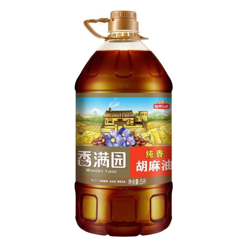 香满园纯香胡麻油5L 物理压榨亚麻籽油 高亚麻酸锁鲜大桶装食用油,淘宝优惠券,粉丝福利购,淘宝优惠卷