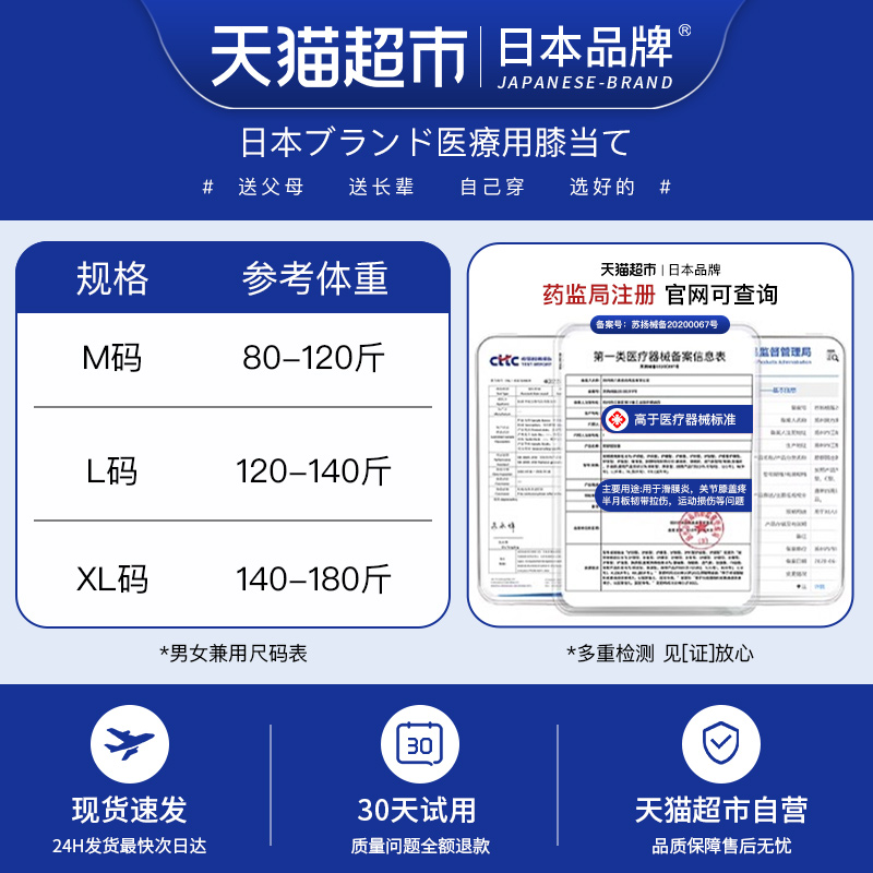 日本医用半月板损伤护膝盖保暖老寒腿男女士关节运动专用夏季薄款-图3