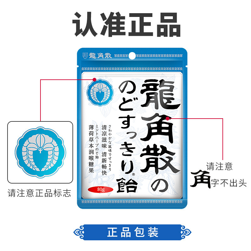 进口龙角散润喉糖薄荷草本味80g清润护嗓硬糖果润嗓护喉 - 图3