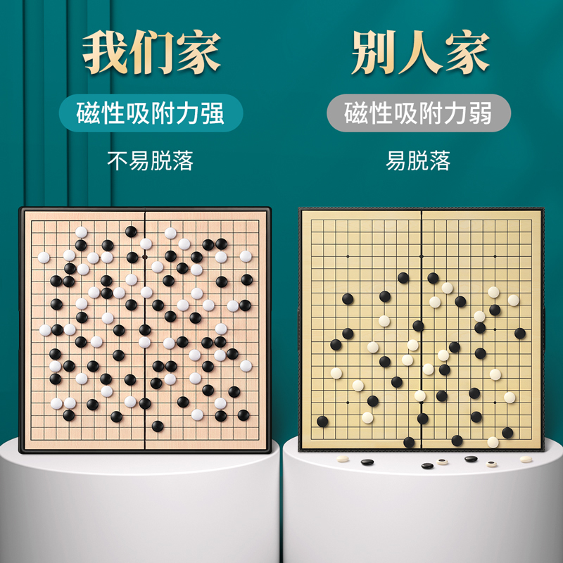 磁性五子棋围棋子儿童初学套装小学生带磁性标准棋盘成人版多功能 - 图1