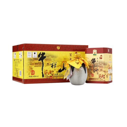 牛栏山52度百年陈酿三牛400ml*6瓶浓香型纯粮高度白酒整箱装 - 图0