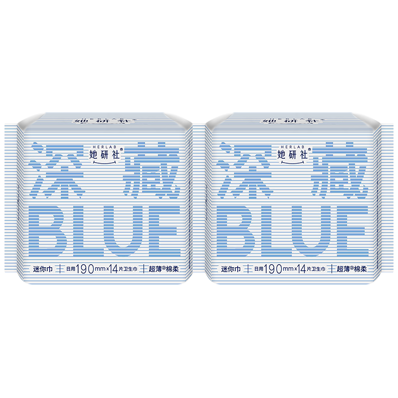 卫生巾她研社深藏BLUE姨妈巾日用卫生棉正品干爽防漏迷你*28片-图0