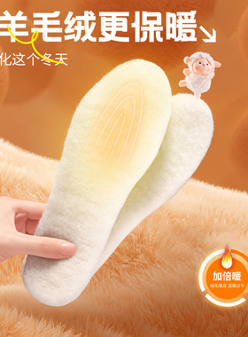 羊毛保暖鞋垫女新款冬季加绒加厚