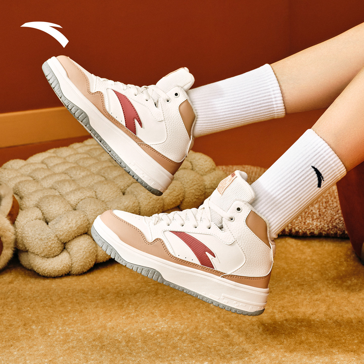 安踏街顽3冬季新款加厚加绒保暖高帮板鞋女子耐磨防滑棉鞋运动鞋,淘宝优惠券,粉丝福利购,淘宝优惠卷