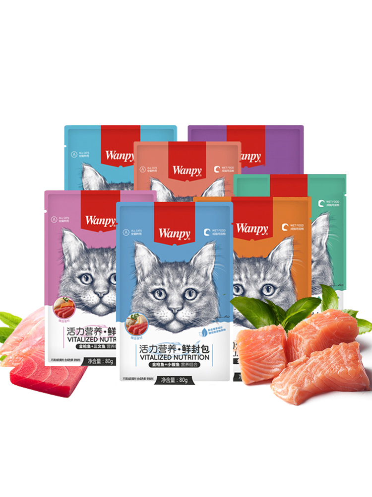 顽皮猫咪零食鲜封包80g*10幼猫成猫罐头鸡肉金枪鱼营养妙鲜包湿粮 - 图3