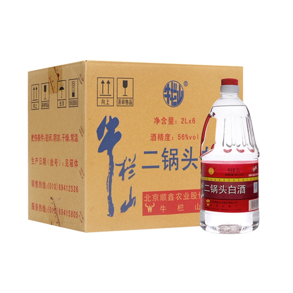 牛栏山二锅头56度2L桶清香风格2L*6桶高度酒牛桶箱装送礼酒水 - 图0