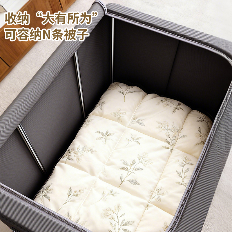 妙然牛津布66L收纳箱布艺折叠大容量换季衣服被子收纳防尘百纳箱 - 图2
